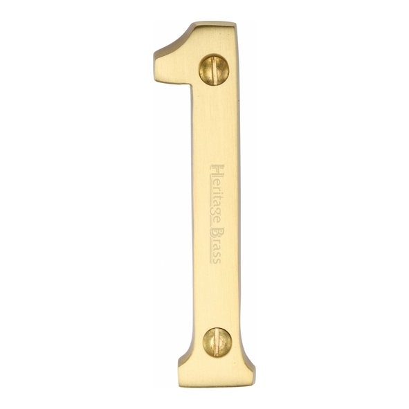 C1560 1-SB • 76mm • Satin Brass • Heritage Brass Face Fixing Numeral 1